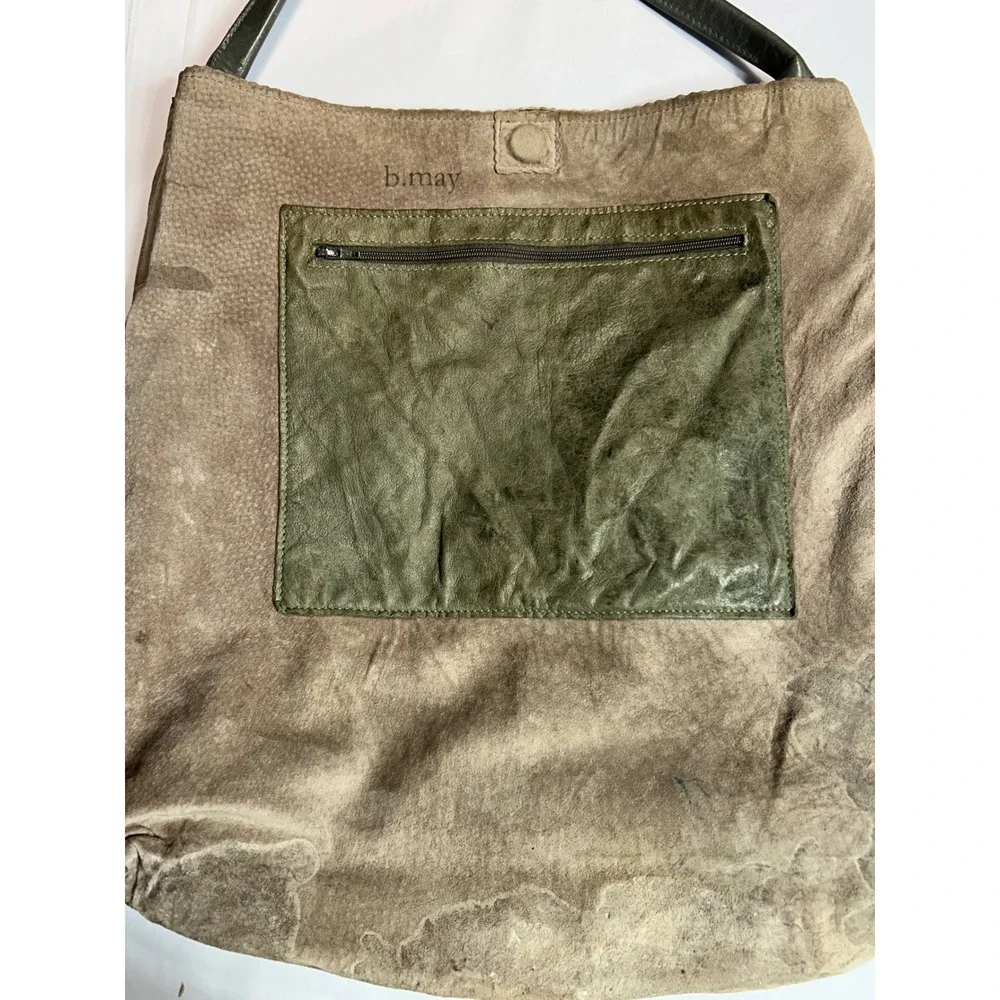 B May Leather Hobo Bag Slouchy‎ Greenish Brown Leather